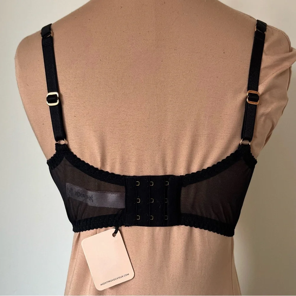 Agent Provocateur Wanda Black Lace Underwire Intimate Plunge V Bra NWT Size 36C - Picture 5 of 15